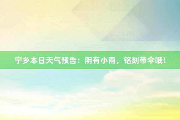 宁乡本日天气预告：阴有小雨，铭刻带伞哦！